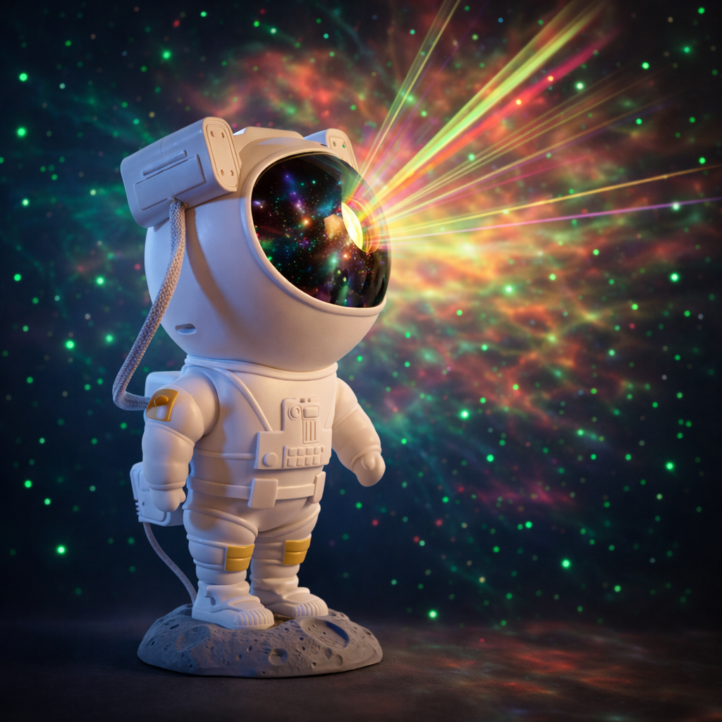 Astronauta proyector de galaxias