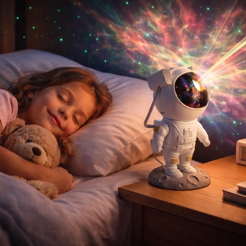 Astronauta proyector de galaxias